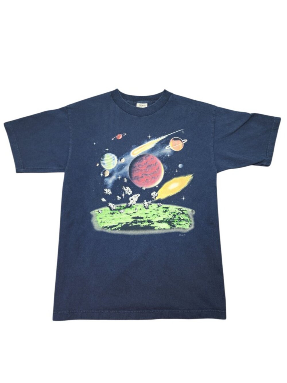 Vintage Human-i-tees Solar System T-Shirt Size Medium Navy Blue Stars Planets